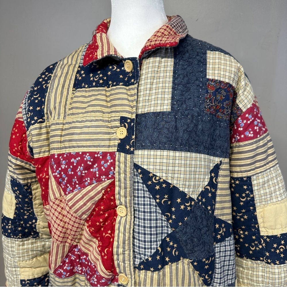 Vintage Reversible Quilted Patchwork Jacket 90s S… - image 4